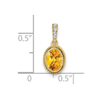 14k Oval Citrine and Diamond Pendant-PM7093-CI-020-YA
