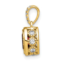 14k Oval Garnet and Diamond Pendant-PM7093-GA-020-YA