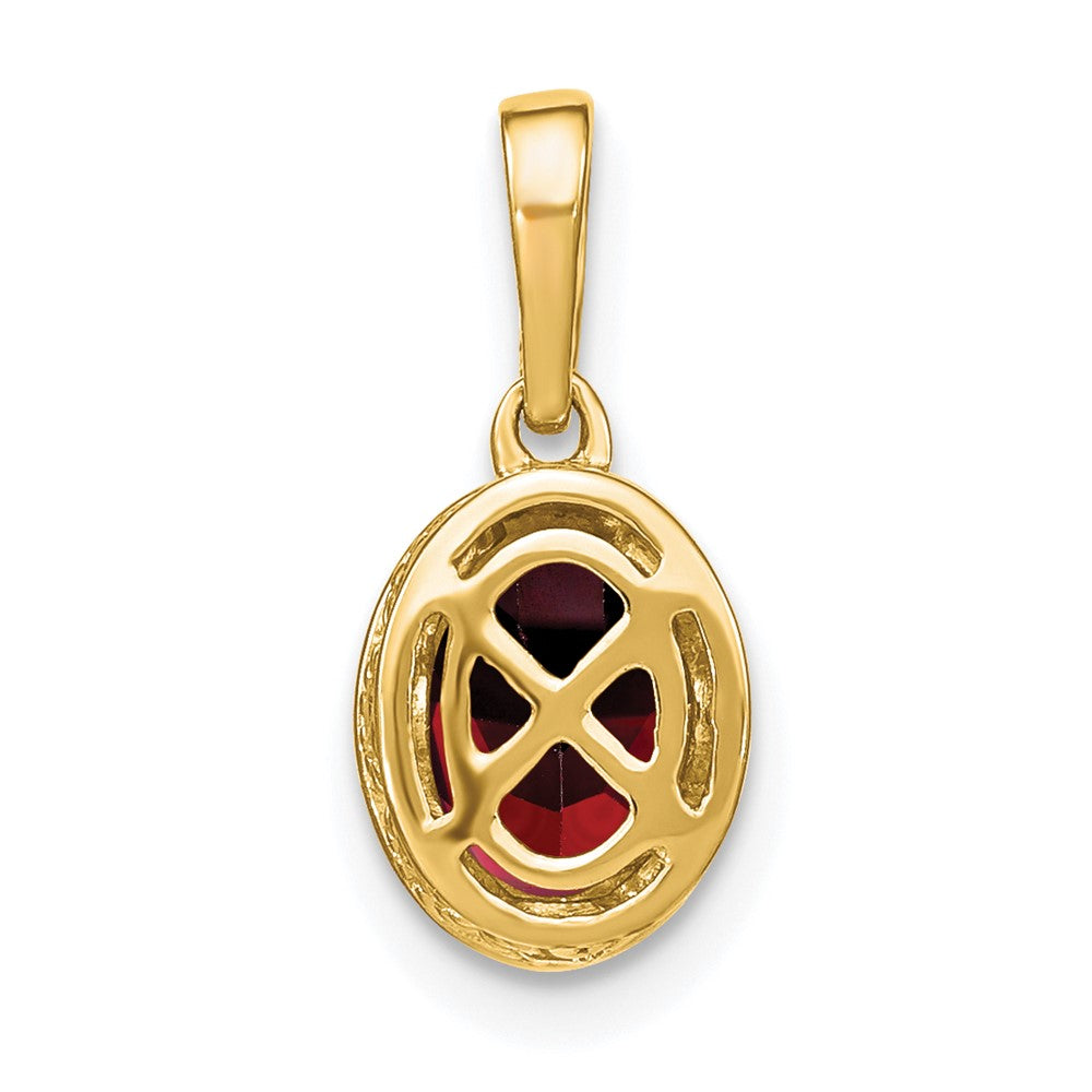 14k Oval Garnet and Diamond Pendant-PM7093-GA-020-YA