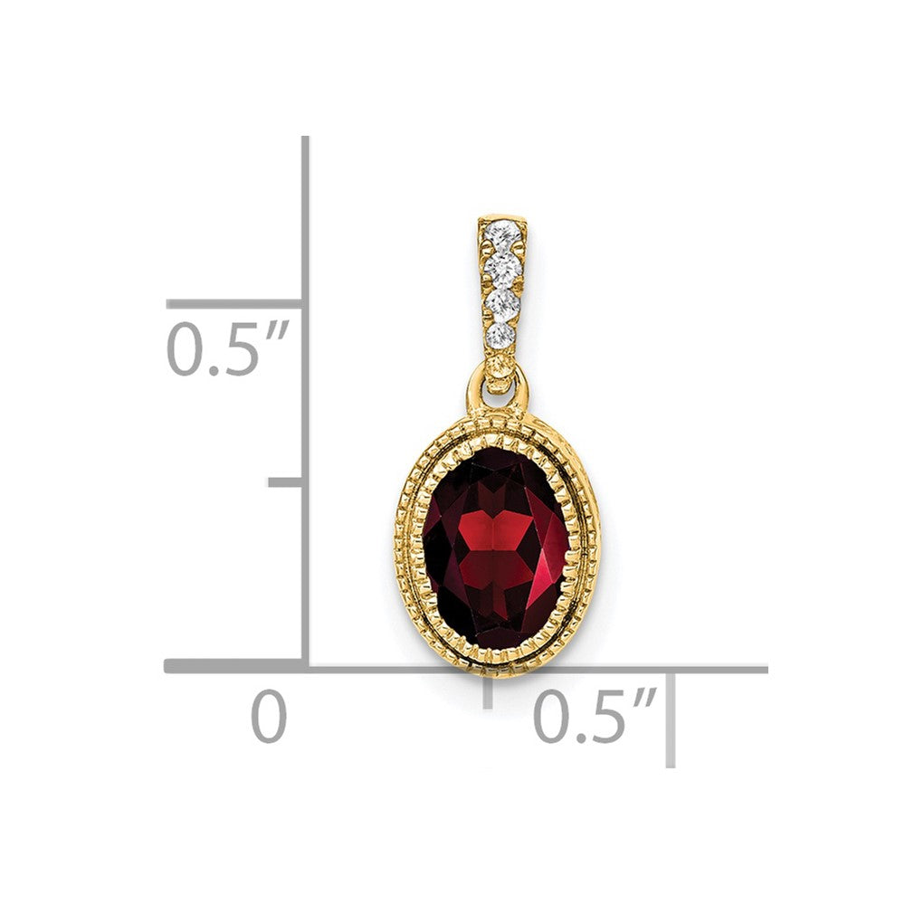 14k Oval Garnet and Diamond Pendant-PM7093-GA-020-YA