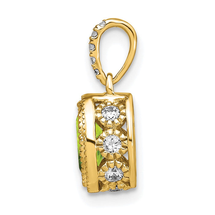 14k Oval Peridot and Diamond Pendant-PM7093-PE-020-YA