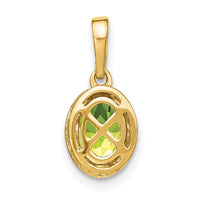 14k Oval Peridot and Diamond Pendant-PM7093-PE-020-YA