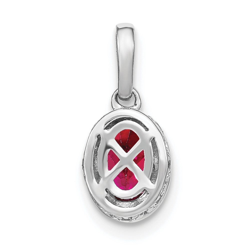 14k White Gold Oval Ruby and Diamond Pendant-PM7093-RU-011-WA
