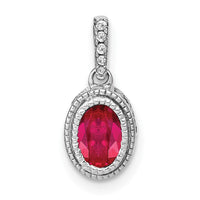 14k White Gold Oval Ruby and Diamond Pendant-PM7093-RU-011-WA