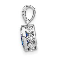14k White Gold Oval Sapphire and Diamond Pendant-PM7093-SA-011-WA