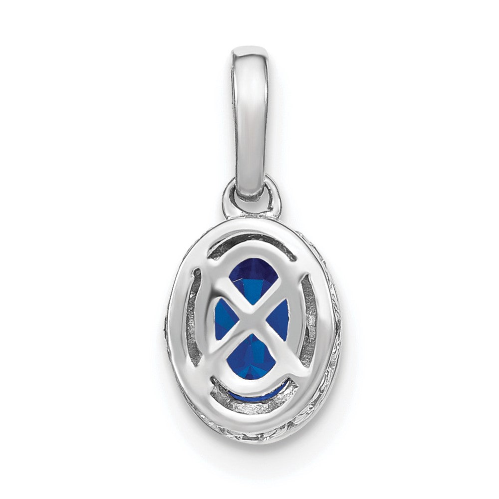 14k White Gold Oval Sapphire and Diamond Pendant-PM7093-SA-011-WA