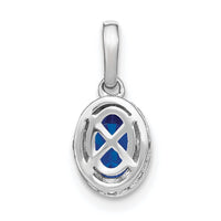 14k White Gold Oval Sapphire and Diamond Pendant-PM7093-SA-011-WA