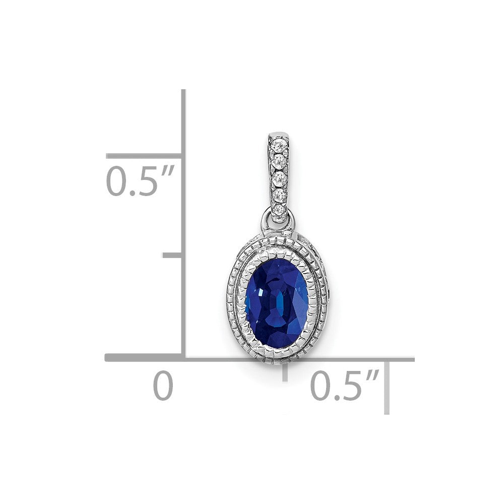 14k White Gold Oval Sapphire and Diamond Pendant-PM7093-SA-011-WA