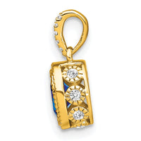14k Oval Sapphire and Diamond Pendant-PM7093-SA-011-YA
