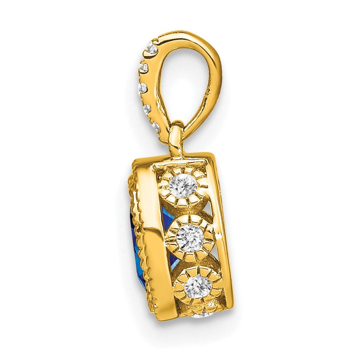 14k Oval Sapphire and Diamond Pendant-PM7093-SA-011-YA