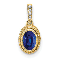 14k Oval Sapphire and Diamond Pendant-PM7093-SA-011-YA