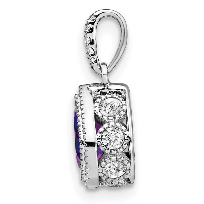 14k White Gold Pear Amethyst and Diamond Pendant-PM7094-AM-030-WA