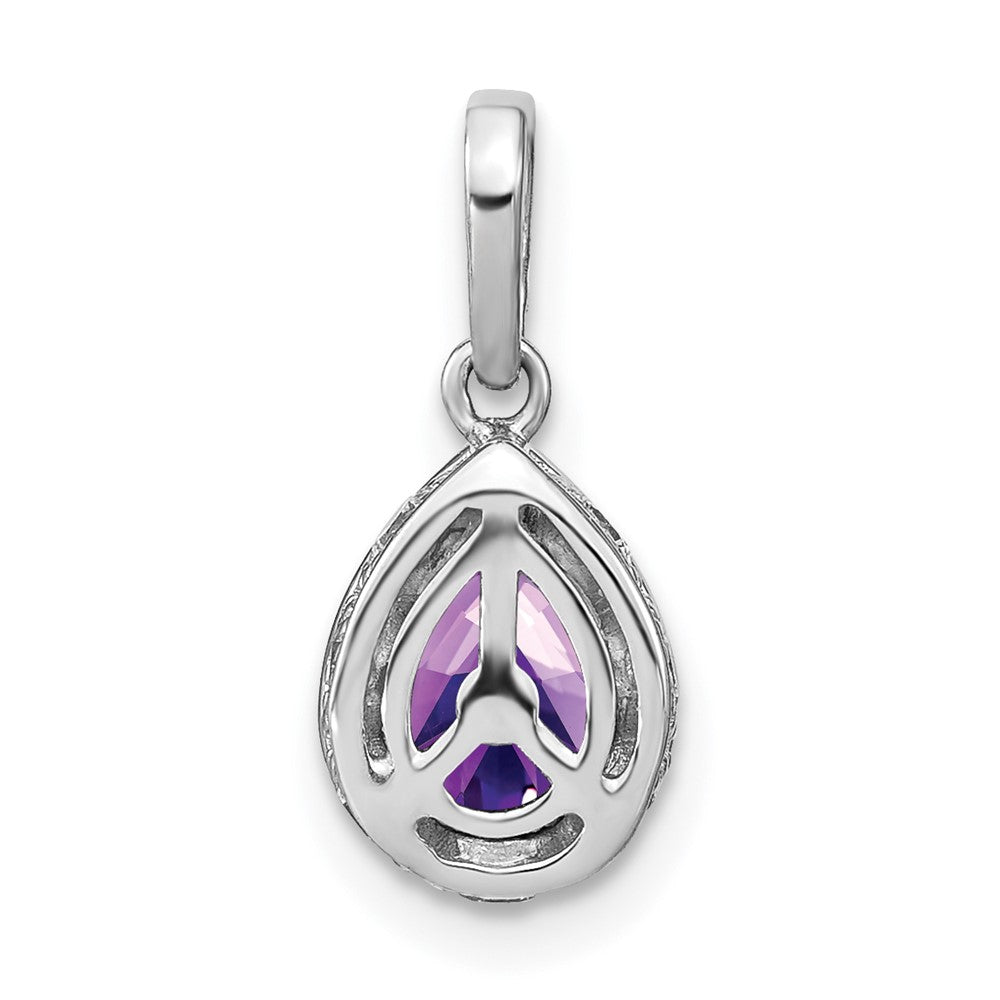 14k White Gold Pear Amethyst and Diamond Pendant-PM7094-AM-030-WA