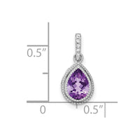14k White Gold Pear Amethyst and Diamond Pendant-PM7094-AM-030-WA