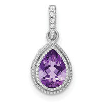 14k White Gold Pear Amethyst and Diamond Pendant-PM7094-AM-030-WA