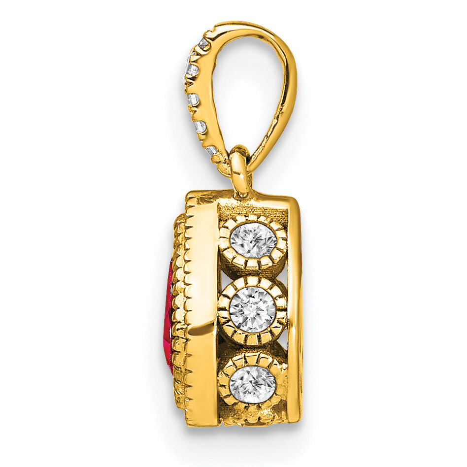14k Pear Ruby and Diamond Pendant-PM7094-RU-019-YA