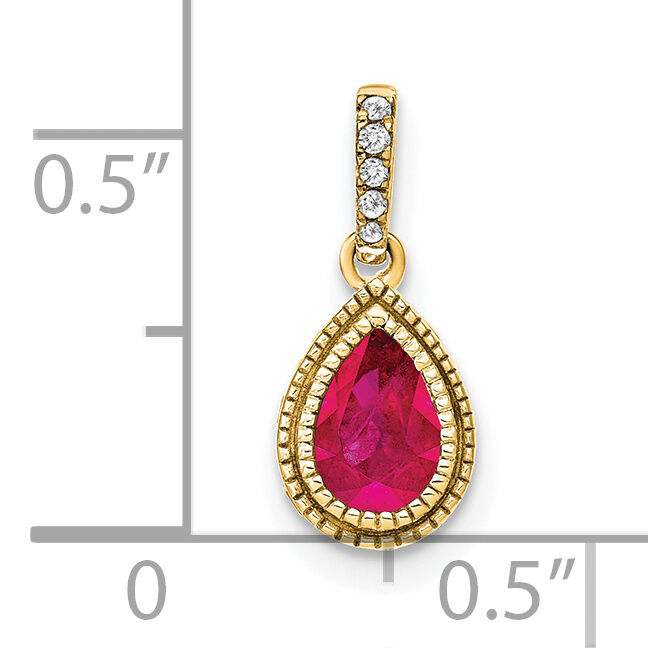 14k Pear Ruby and Diamond Pendant-PM7094-RU-019-YA
