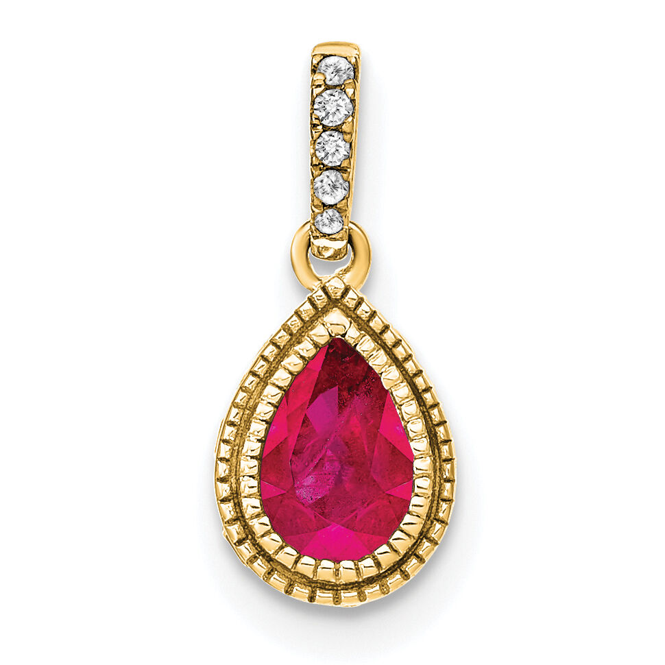 14k Pear Ruby and Diamond Pendant-PM7094-RU-019-YA