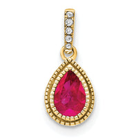 14k Pear Ruby and Diamond Pendant-PM7094-RU-019-YA