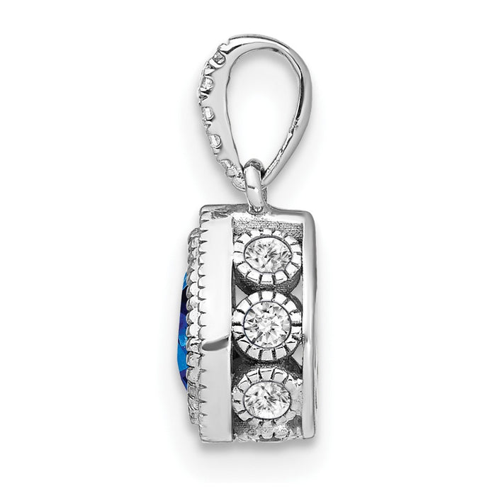 14k White Gold Pear Sapphire and Diamond Pendant-PM7094-SA-019-WA