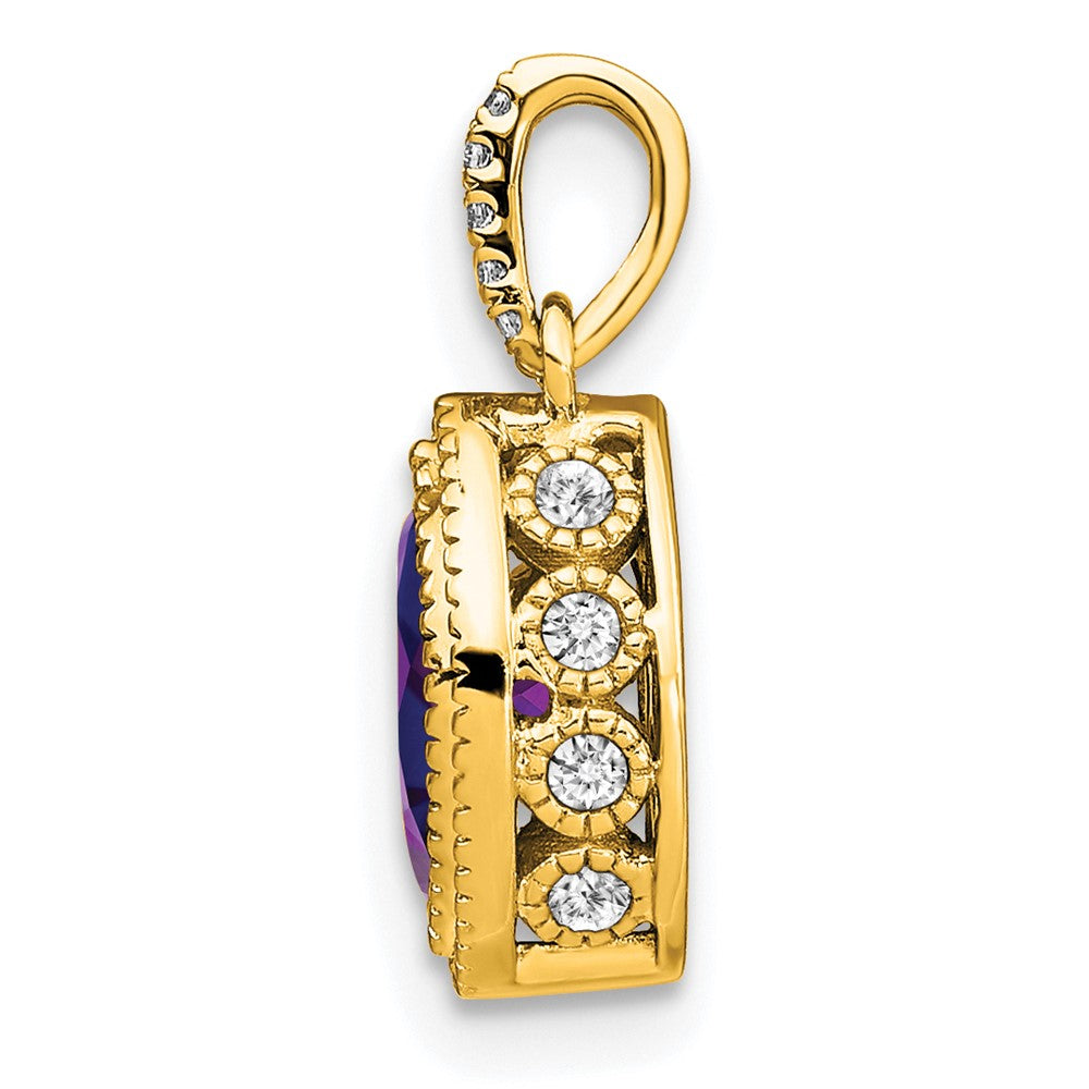 14k Marquise Amethyst and Diamond Pendant-PM7095-AM-012-YA