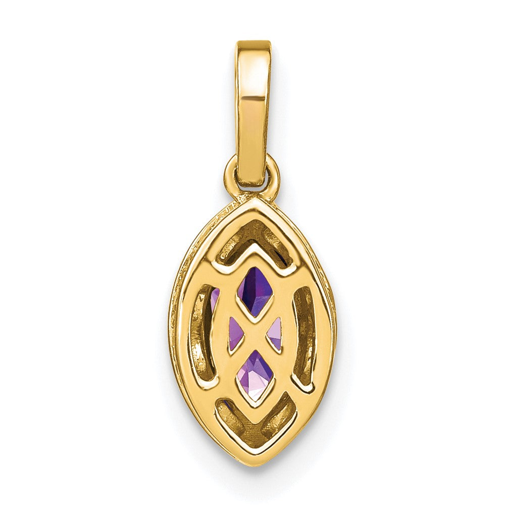 14k Marquise Amethyst and Diamond Pendant-PM7095-AM-012-YA