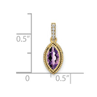 14k Marquise Amethyst and Diamond Pendant-PM7095-AM-012-YA
