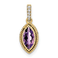 14k Marquise Amethyst and Diamond Pendant-PM7095-AM-012-YA