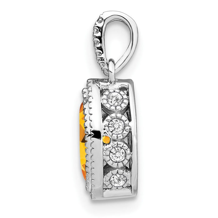 14k White Gold Marquise Citrine and Diamond Pendant-PM7095-CI-012-WA