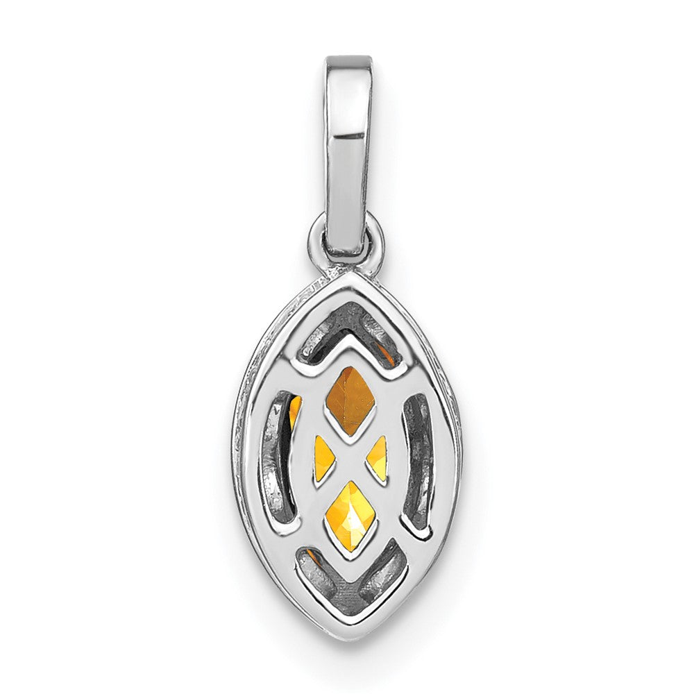 14k White Gold Marquise Citrine and Diamond Pendant-PM7095-CI-012-WA