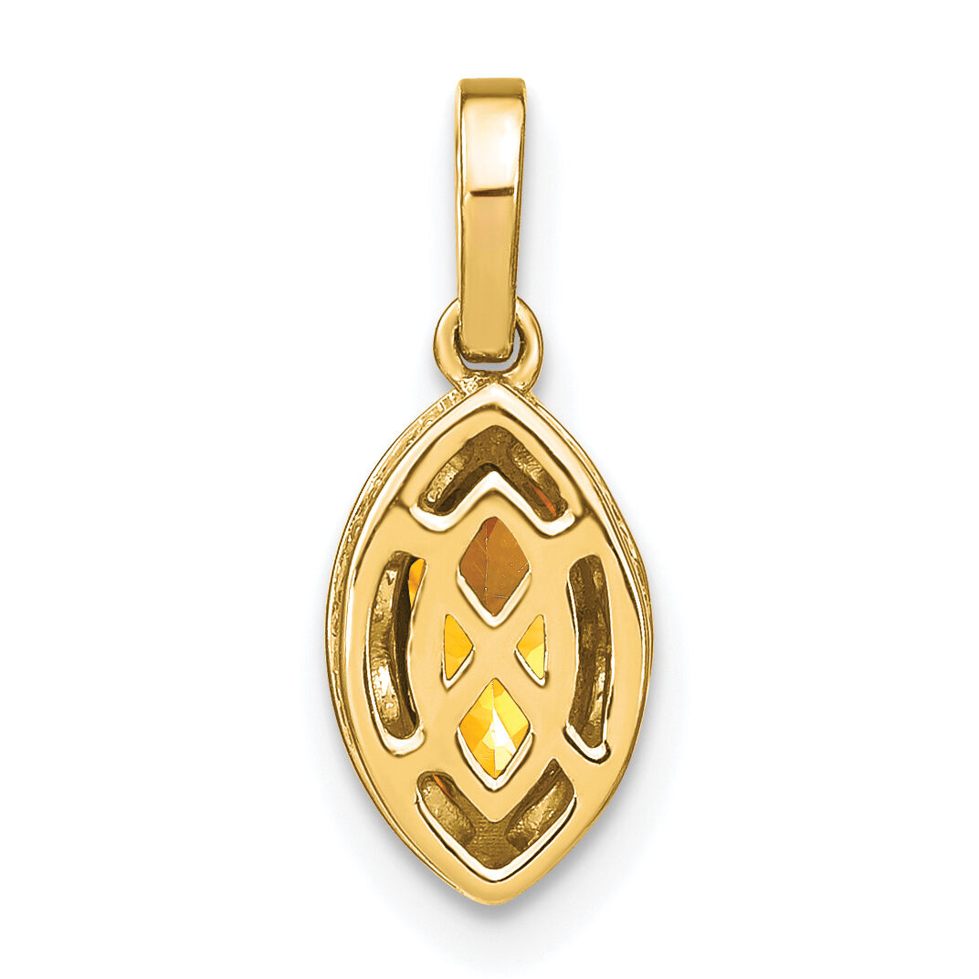 14k Marquise Citrine and Diamond Pendant-PM7095-CI-012-YA