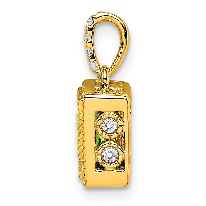 14k Square Citrine and Diamond Pendant-PM7096-CI-013-YA
