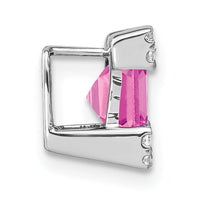 14k White Gold Square Created Pink Sapphire/Diamond Chain Slide-PM7103-CPS-010-WA