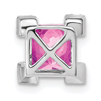 14k White Gold Square Created Pink Sapphire/Diamond Chain Slide-PM7103-CPS-010-WA