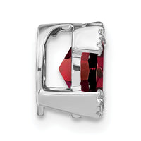 14k White Gold Oval Garnet and Diamond Chain Slide-PM7104-GA-005-WA