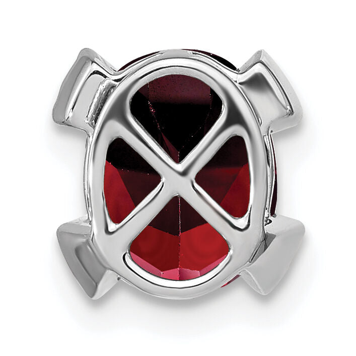 14k White Gold Oval Garnet and Diamond Chain Slide-PM7104-GA-005-WA