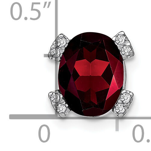14k White Gold Oval Garnet and Diamond Chain Slide-PM7104-GA-005-WA
