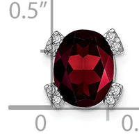 14k White Gold Oval Garnet and Diamond Chain Slide-PM7104-GA-005-WA