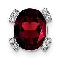 14k White Gold Oval Garnet and Diamond Chain Slide-PM7104-GA-005-WA