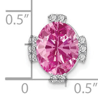 14k White Gold Oval Created Pink Sapphire and Diamond Chain Slide-PM7105-CPS-012-WA