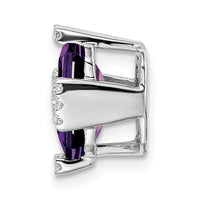 14k White Gold Octagon Amethyst and Diamond Chain Slide-PM7106-AM-006-WA
