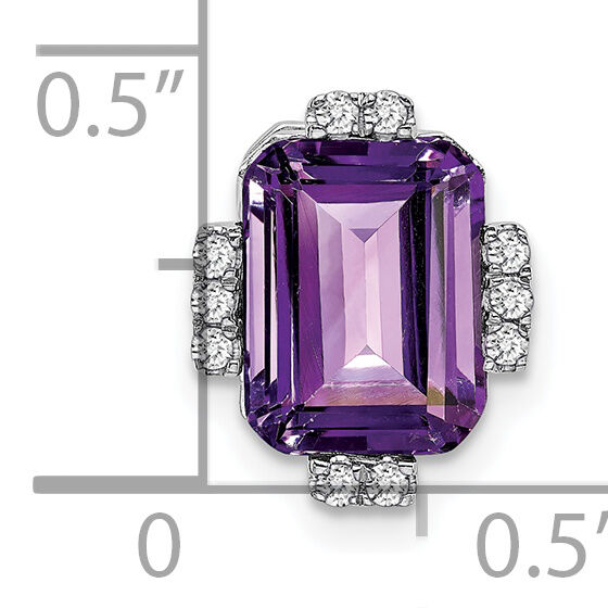 14k White Gold Octagon Amethyst and Diamond Chain Slide-PM7106-AM-006-WA