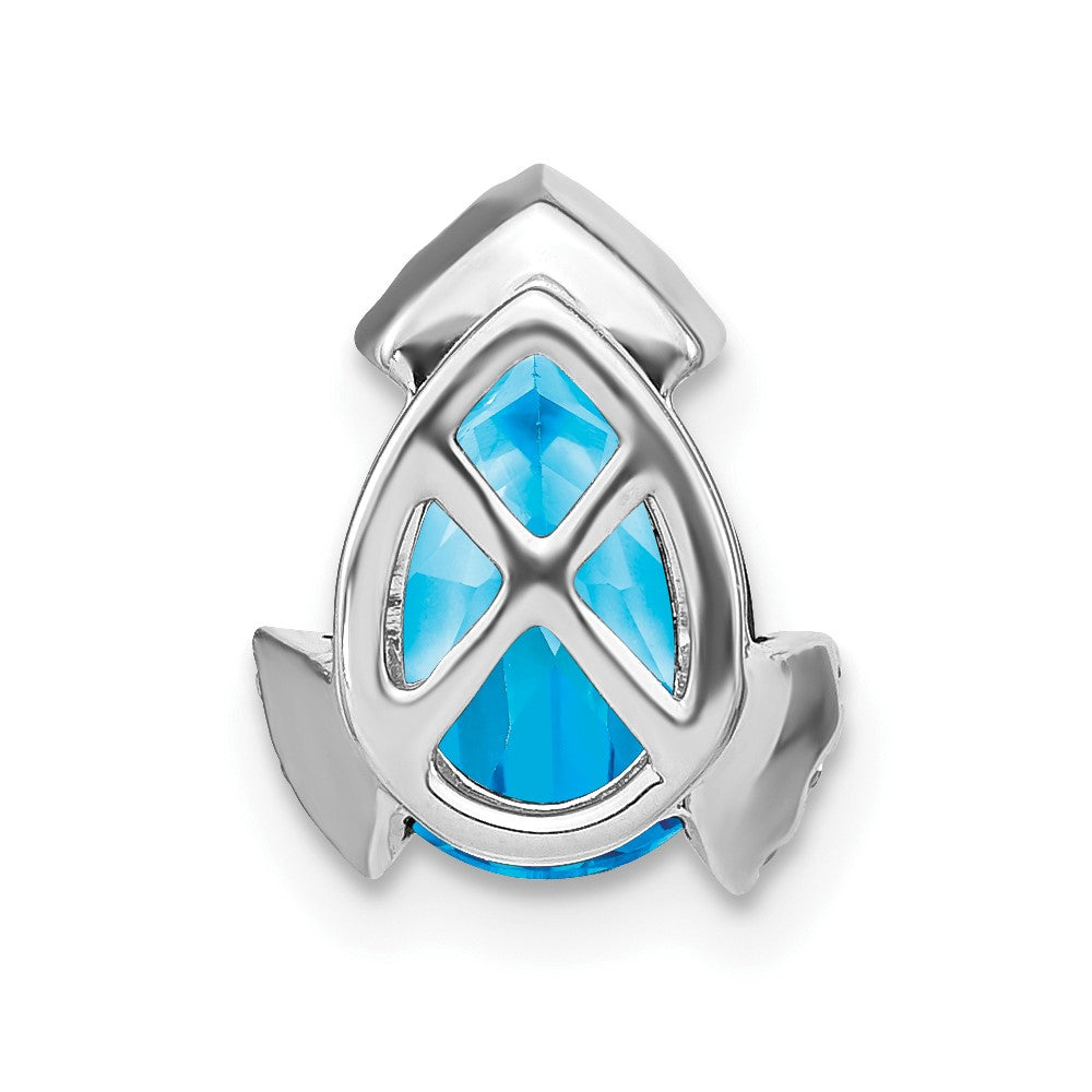 14k White Gold Pear Blue Topaz and Diamond Chain Slide-PM7108-BT-009-WA