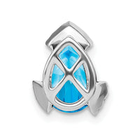 14k White Gold Pear Blue Topaz and Diamond Chain Slide-PM7108-BT-009-WA