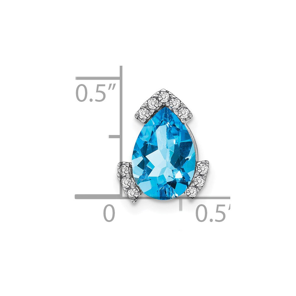 14k White Gold Pear Blue Topaz and Diamond Chain Slide-PM7108-BT-009-WA