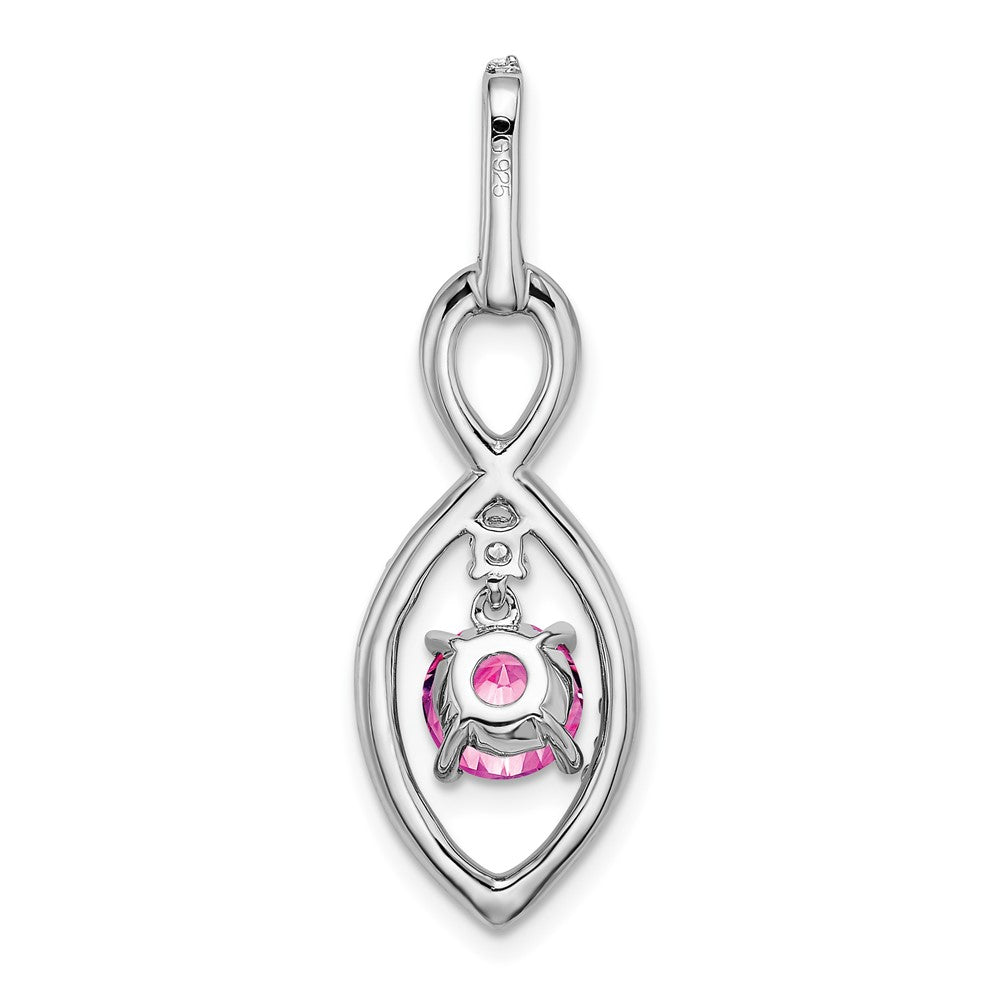 14k White Gold Created Pink Sapphire and Diamond Pendant-PM7111-CPS-039-WA