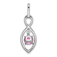 14k White Gold Created Pink Sapphire and Diamond Pendant-PM7111-CPS-039-WA