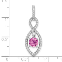 14k White Gold Created Pink Sapphire and Diamond Pendant-PM7111-CPS-039-WA
