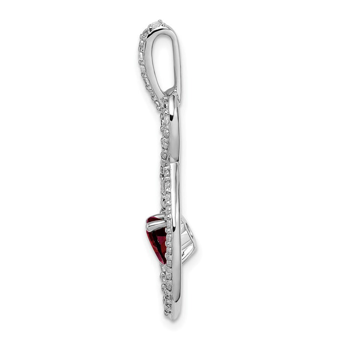 14k White Gold Garnet and Diamond Pendant-PM7111-GA-039-WA