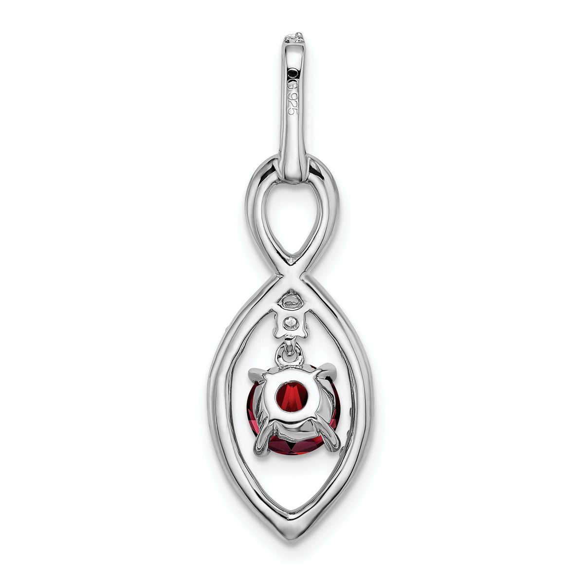 14k White Gold Garnet and Diamond Pendant-PM7111-GA-039-WA